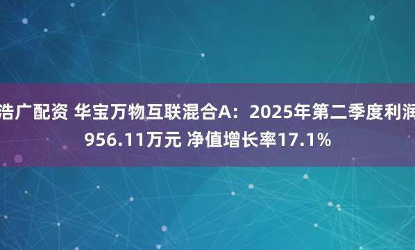 浩广配资 华宝万物互联混合A：2025年第二季度利润956.11万元 净值增长率17.1%